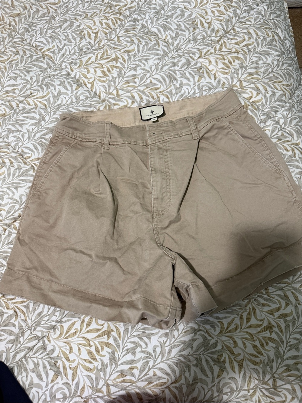 Tuckernuck Khaki/Tan High-Rise Cotton Bermuda Shorts